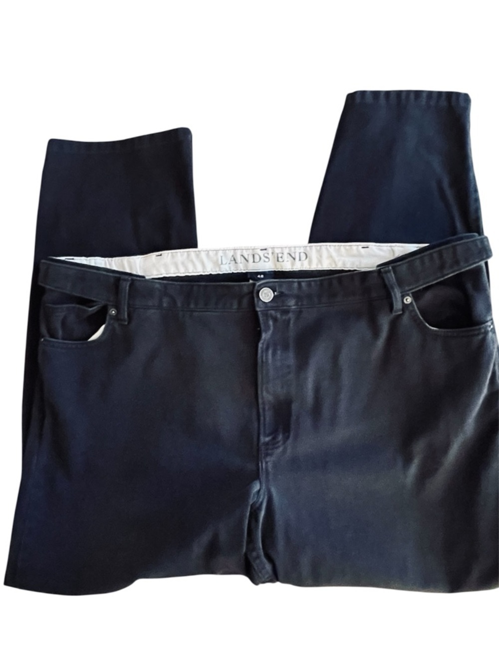 Men’s Lands' End Black Jeans with waist extender waist 46 inseam 30/31
